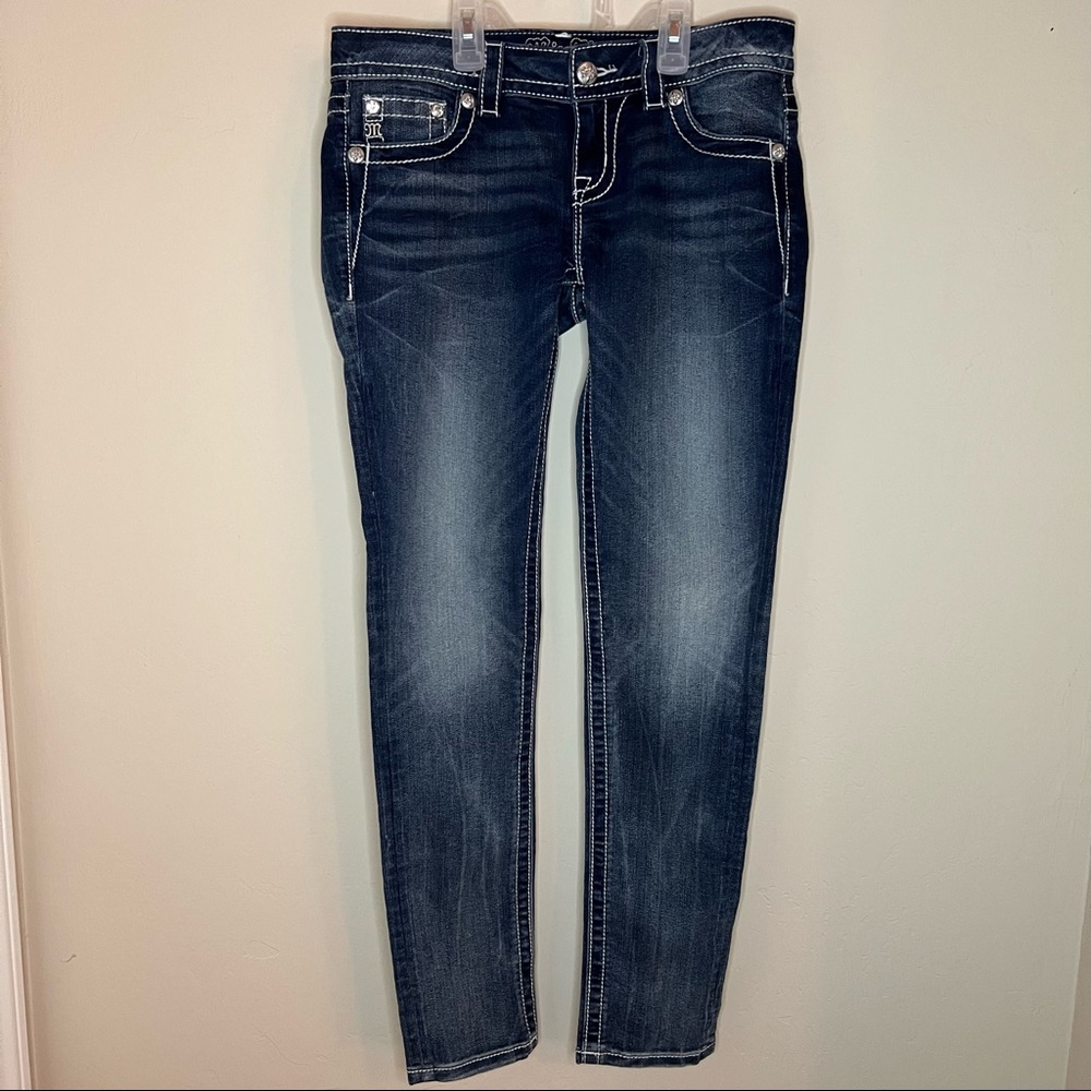 Miss Me Signature Skinny with patchwork animal print back pockets